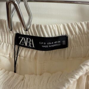 Zara Off-White Elastic Waist Trousers